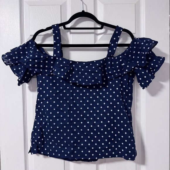J.Crew Polka-dot Shoulder Top - Picture 1 of 3
